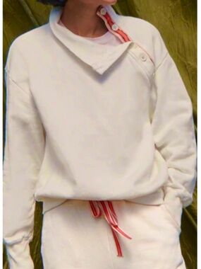 Sundry Button Neck Sweatshirt Eggshell Excellent Condition